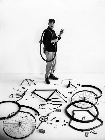 © Atelier Robert Doisneau | The bicycle of Jacques Tati. 1947