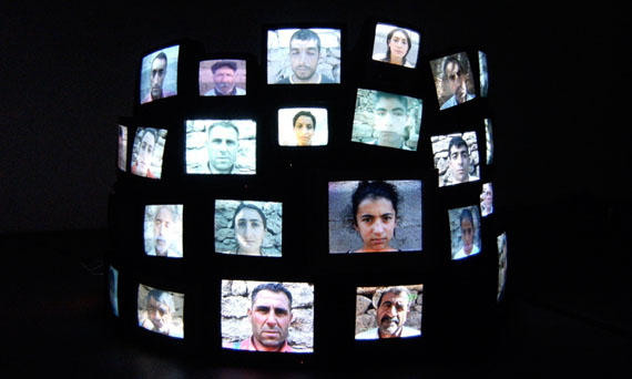 Kutluğ AtamanCOLUMN (installation view)from the Mesopotamian Dramaturgies series, 2009, Video installation made with forty-two used TV monitorsInstallation views: Courtesy of LENTOS Kunstmuseum, Linz; the artist and Galeri Manâ, Istanbul.