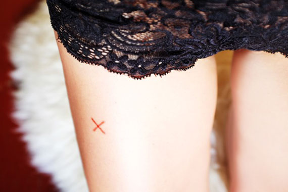 Natascha Stellmach: Day 5, Natascha lets go of her X, inkless tattoo documentation, 2013