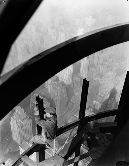 Lewis Hine [Man on girders, Empire State Building], ca. 1931Gelatin silver print, 12 x 9.2 cm© Collection of George Eastman House, Rochester