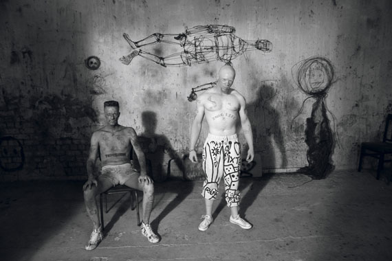 Roger Ballen, Muscleman and Ninja from Die Antwoord, 2012, archival pigment print, 21 x 31cm, edition of 50