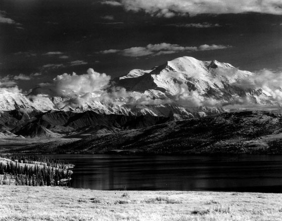 Henry Bradford Washburn: Mount McKinley Looms Over Wonder Lake, Alaska, 1953 © Bradford Washburn, courtesy Decaneas Archive, revere, MA