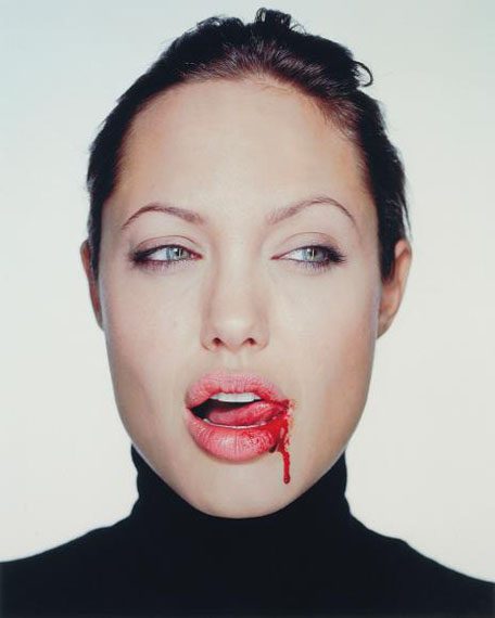 Lot 3Martin Schoeller (b. 1968)Angelina Jolie with Blood, 2003chromogenic print flush-mounted to aluminum, printed 200758.5 x 47cm. (23 x 18 ½in.)This work is number 6 from the edition of 10.£8,000 - £12,000