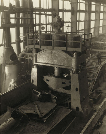 CHARLES SHEELER (1883-1965)Ford Plant, River Rouge, Steam Hydraulic Shear, 1927Gelatin silver printImage/sheet: 10 x 8 in. ( 25.5 x 20.5 cm.)Mount: 17 ½ x 14 in. (44.5 x 35.5 cm.)$150,000- 250,000© The Lane Collection