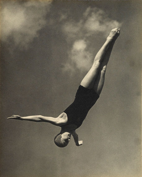 Leni Riefenstahl: presentation portfolio with 10 photographs related to Olympic diver Marjorie Gestring, 13-year-old gold medalist at the 1936 Berlin Olympics. Estimate $12,000 to $18,000.