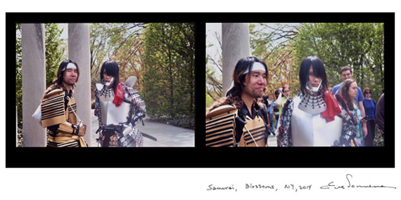 EVE SONNEMAN
SAMURAI, CHERRY BLOSSOMS, NEW YORK, 2013
digitally printed photograph on Japanese paper, diptych, ed. 10
20 x 30 in. 50.8 x 76.2 cm.