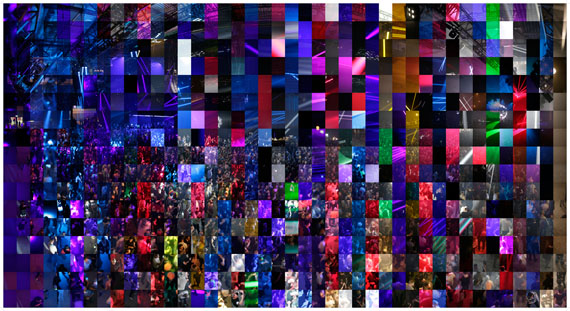 © Jules Spinatsch: Time Warp, Panorama aus 714 Bildern aufgenommen mit computergesteuerter Kamera von 19:30 – 11:00 auf Dancefloor 1, Time Warp Festival, Mannheim 5./6. Mai 2015enlarge