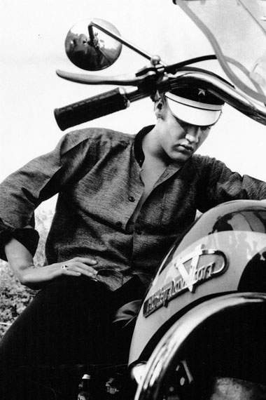 Alfred Wertheimer. Elvis on his Harley-Davidson, Wondering Why It Won't Start, Memphis, Tennessee, July 4, 1956