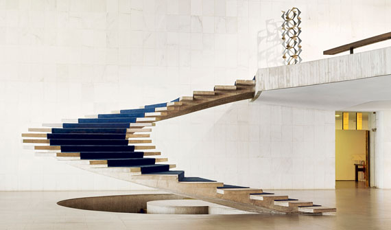 Vincent Fournier, Brasilia / The Itamaraty Palace - Foreign Relations Ministry, spiral stairs, 2012 Ink jet print on Hahnemühle Baryta paperPrint sizes: 90 x 153 cm and 150 x 255 cm / Edition of 10