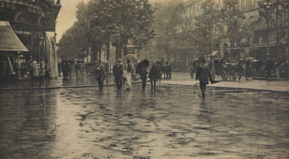 Alfred Stieglitz, Wet Day on the Boulevard, Paris, photogravure, 1897. Estimate $20,000 to $30,000.
