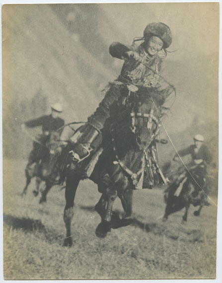 Maks Alpert, Kyrgyz Girl Leading in a Horse Racing Competition, gelatin silver print, photographed and printed c. 1936, 25.5 by 20.5 cm. Estimate: £1,000–2,000
