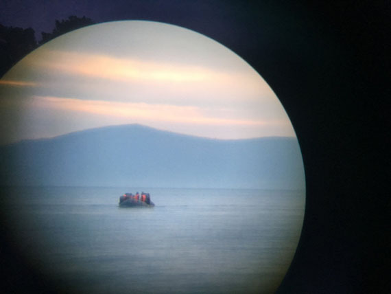 Incoming refugee boat, Lesbos, Greece. 17 February 2016 © Ai Weiwei Studio