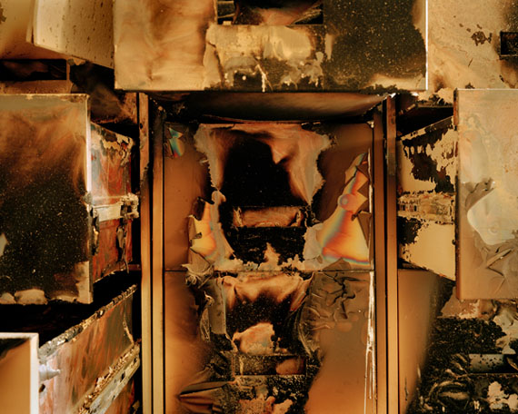 Burnt filing cabinets, Iraqi National Archives, Baghdad, April, 2003 © Simon Norfolk. Courtesy Michael Hoppen Gallery