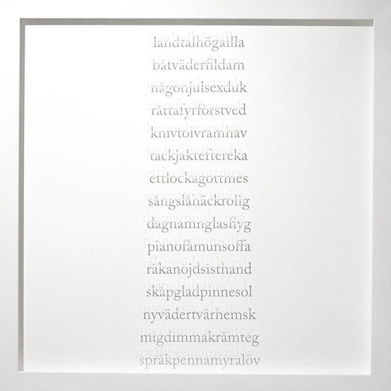 Pernilla Zetterman, Grammar, 2008Screen print on glass, 43 x 43 cm, Edition unique.