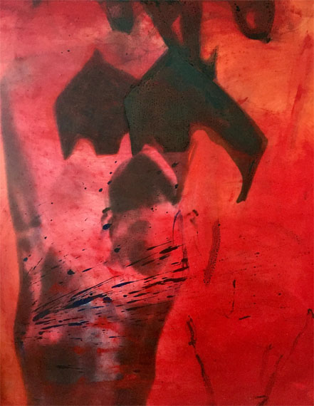 Red_nude, Tempera on photo canvas, 100 x 90 cm, 1991 © Corinna Rosteck