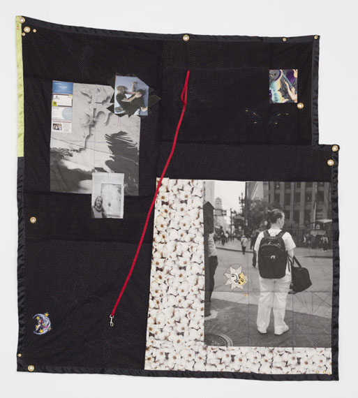 Erin Jane Nelson
Montgomery and Market Nurse, 2015
Pigment print on cotton, cotton, cat leash, embroidered patches, wool batting, silk ribbon, grommets152 mm x 162 mm
Private Collection
© Eric Jane Nelson