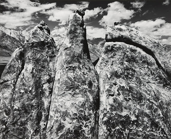 ANSEL ADAMS
Pinnacles, Alabama Hills, Owens Valley, California From Portfolio V, 1945
 Silver print mounted to Strathmore board© The Ansel Adams Publishing Rights Trust