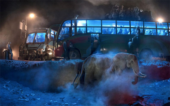 Nick Brandt: Bus Station with Elephant in Dust, 2018 © Nick Brandt Courtesy ATLAS Gallery London