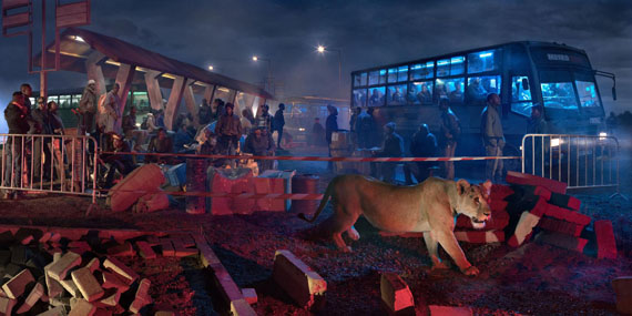 Nick Brandt: Bus station with lioness, 2018 © Nick Brandt Courtesy ATLAS Gallery London
