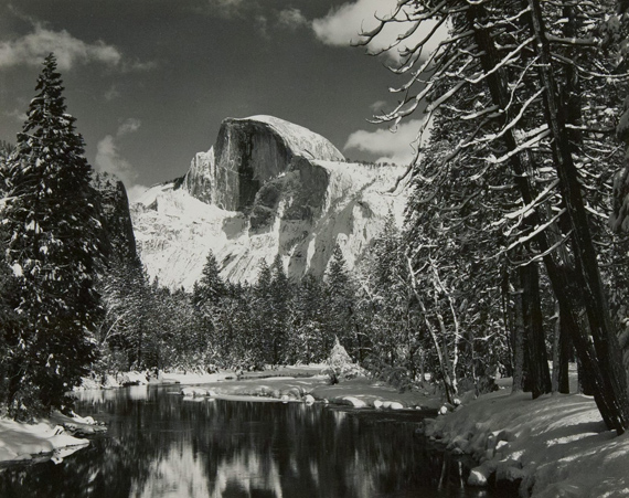 ANSEL ADAMS Half Dome, Merced River, Winter, Yosemite Valley, 1938 ca. Gelatin silver print, printed in 1940s