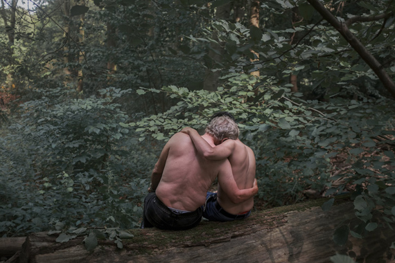 Heba Khamis, Black Birds, 17 July, 2018; 2019 Photo Contest, Portraits, Singles, 2nd PrizeJochen (71) and Mohamed (21; not their real names) sit in the Tiergarten, Berlin. Jochen fell in love after meeting Mohamed, then a sex worker in the park. They have been dating for 19 months.