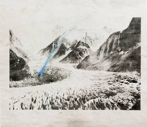 © Douglas Mandry, Sea of Ice, from the series Monuments, 2019, Lithography on used Geotextile (Glacier protection blanket) 114x140 