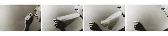 Lot 25Helena Almeida (1934-2018)"ÉCOUTE-MOI"Polyptych (4 elements)Black and white photographic proofsFour with the artist stamp on the reverse and two dated 1979 and titled on the reverse11,7x17,4 cm (x4)