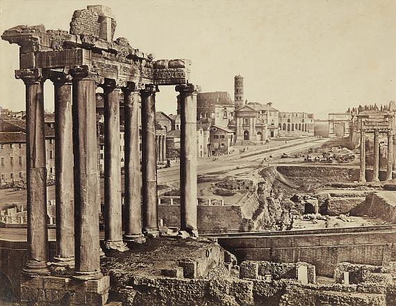 James Anderson
Temple of Saturn, Roman Forum, 1854-1855
Albumen print from collodion negative, 28,5 x 37,2 cm
Estimate 1,000 – 1,200 EUR 
Lot 802 / Auction 1161