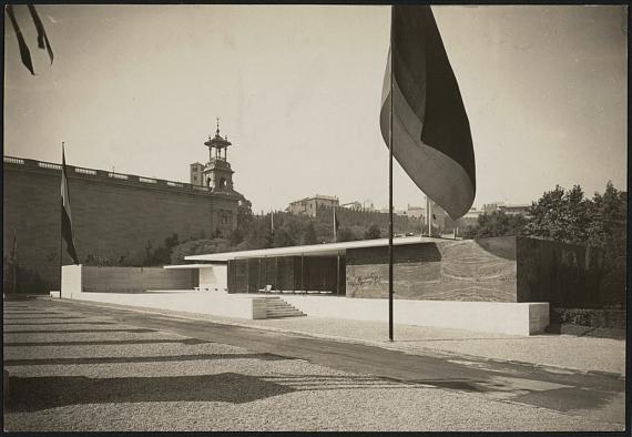 Lot 4106Sasha StoneFront side of the German Pavilion at the World's Fair in Barcelona, designed by Mies van der Rohe, 1929Vintage gelatin silver print