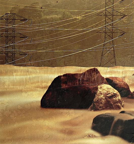 Lee Maelzer: Stones & Pylons, 2017, collage on paper, 16.5 x 15.5 cm