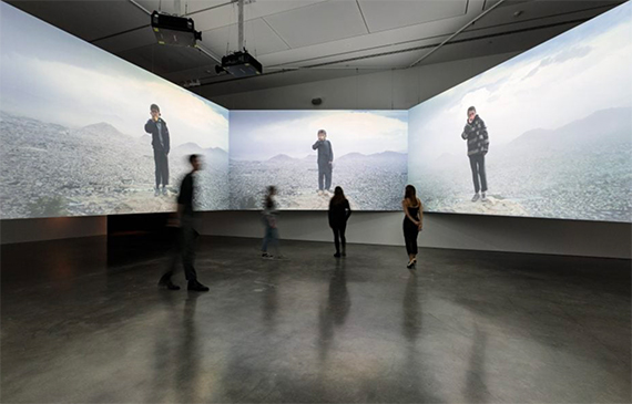 Aziz Hazara, 'Bow Echo', 2019. Installation view for the 22nd Biennale of Sydney (2020), Museum of Contemporary Art Australia. Presented at the 22nd Biennale of Sydney with generous support from Open Society Foundations, generous assistance from ACMI, and assistance from NIRIN 500 patrons. Produced by the Han Nefkens Foundation. Courtesy the artist. Photograph: Ken Leanfore, Museum of Contemporary Art Australia.
