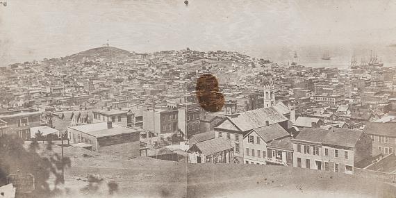 Lots 101 & 102
George Robinson Fardon (1807-1886)
Panoramas of San Francisco No. 1 & 2, 1854-1856
Two salt prints 
9.8 x 19.2 cm 