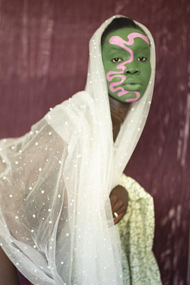 Atong AtemGreen Face with Veil, 2022150 x 100 cm / 90 x 60 cm