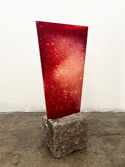 Johan ÖsterholmUntitled Lantern Piece (Red), 2022laminated print on lantern glass38 x 22 x 1 cm 