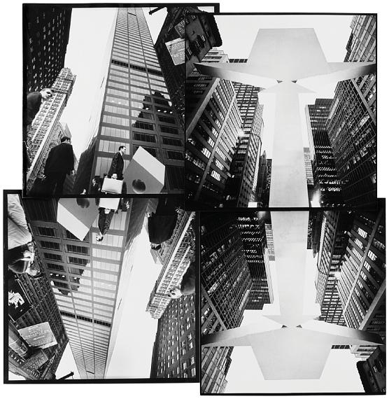 Timm Rautert: New York - Arrow, 1969, photo-collage, 4 x gelatin silver prints, image / sheet size, each 30 x 30 cm, framed 81 x 81 cm, vintages, unique