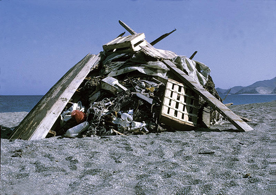 Hans HaackeMonument to Beach Pollution (detail from Untitled, 1968-1972/2019) 1970Digital C-print33.7 x 50.8 cmCourtesy: Paula Cooper Gallery, New York© Hans Haacke / Artists Rights Society (ARS), New York