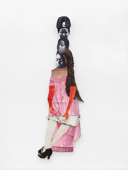 Frida Orupabo
On her mind, 2022
collage: pigment print on acid-free cotton paper, mounting tape, split pins, mounted on aluminium
255 x 78 cm
Photo credit: Mario Todeschini
© Frida Orupabo
Image courtesy of the Artist and Stevenson, Cape Town, Johannesburg, and Amsterdam