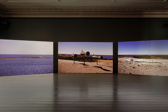Installation view: MOMENTUM 13Christian Boltanski: Misterios, 2017
3 screen projection, sound, color; 12 hrs. Dimensions variable. Edition of 3.