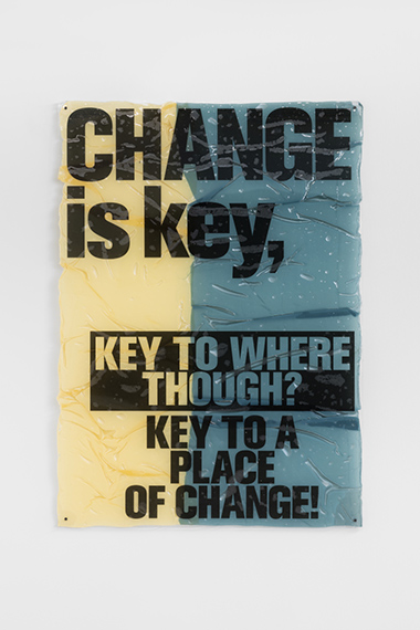 Ndayé Kouagou Change is key 2022 plexiglass, tessuto, resina / plexiglass, fabric, resin &copy; Ndayé Kouagou Courtesy of Collezione Maramotti.