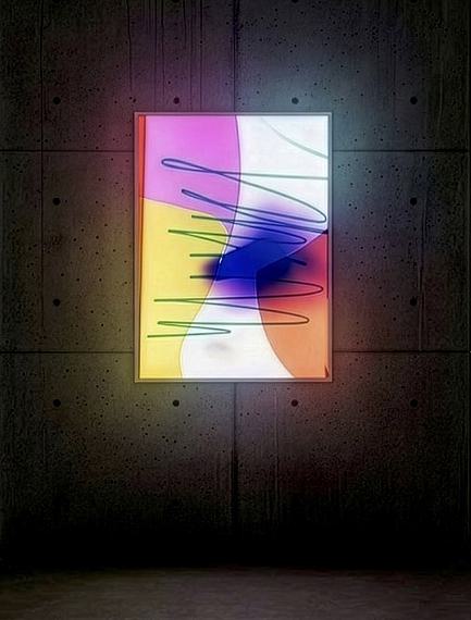 Marta DjourinaAfterglow (I), 2026Direktbelichtung auf analogem Fotopapier mit unterschiedlichen Lichtquellenübertragen auf Backlight Folie im Leuchtkasten100 x 75 cmUnikat