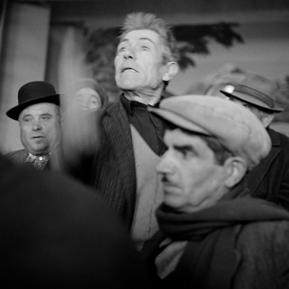 Mario CresciAssemblea contadina, dalla serie Interni mossi, Tricarico 1966-67, 1967Vintage silver gelatin print on Baryta paper from a 6x6cm b/w neg. 47 x 37 cmCourtesy the artist and Large Glass, London &copy; Mario Cresci