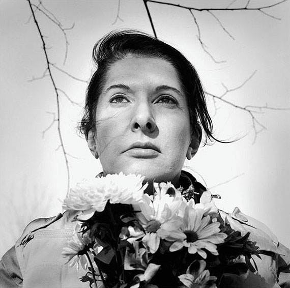 Marina AbramovicPortrait with Flowers, 2009Framed archival pigment printPrint: 53 3/8 x 54 3/16 inches, 135.6 x 137.6 cmFramed: 54 3/4 x 55 1/2 inches, 139.1 x 141 cmEdition of 9 with 2 APs© Marina AbramovicCourtesy the artist and Sean Kelly Gallery© 2010, ProLitteris, Zurich