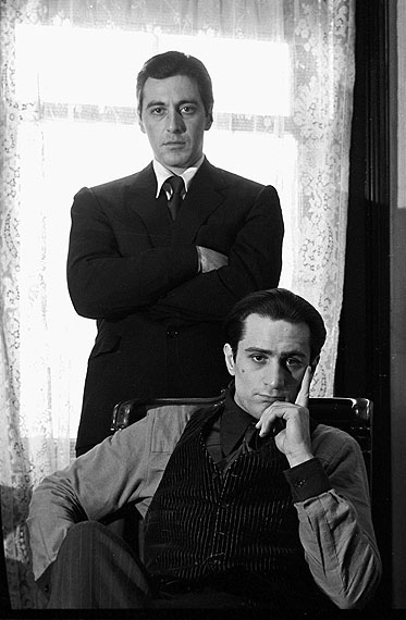Al Pacino and Robert De Niro, The GodfatherGelatin silver print, 20 x 16 inches (50 x 40 cm)Edition of 25Copyright © Steve Schapiro / A. galerie