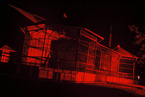 Carl Michael von HausswolffLion cageFrom the series Red Zoo. Kaliningrad, 2006cibacrom print in edition of 5 + 1 ap. Dimensions 70 *100 cm.©2006 Carl Michael von Hausswolff and Gallery Niklas Belenius, Stockholm.