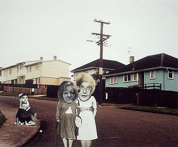 Ava Seymour (New Zealand b.1967)Day Care Walkabouts 1997from ‘Health, happiness and housing’ seriesPhotomontage on colour photograph© Ava Seymour