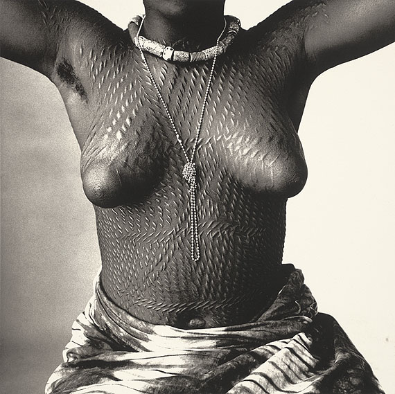 IRVING PENNScarred Dahomey Girl, 1967Platinum palladium print mounted to aluminumc. 33 x 33 cm  Edition of 21© The Irving Penn Foundation
