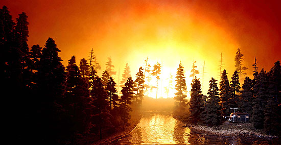 Lori NixCalifornia Forest Fire, 2002 from the series "Lost"© Lori Nix, Courtesy of the Stephen Cohen Gallery.