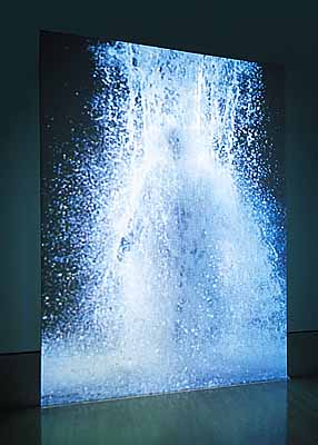Bill Viola, The Crossing, 1996. Two-channel color video and stereo-sound installation, continuous loop, ideal room dimensions: 16 feet x 27 feet 6 inches x 57 feet. Edition 1/3. Solomon R. Guggenheim Museum, Gift, The Bohen Foundation. 2000.61.