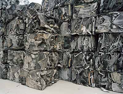Edward Burtynsky Recycling #20, Cankun Aluminum,  Xiamen City, Fujian Province, China, 2005  chromogenic print, 58 x 68 inches  courtesy of Charles Cowles Gallery, New York