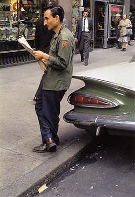 Helen Levitt Untitled, New York (man leaning on car reading paper), 1959